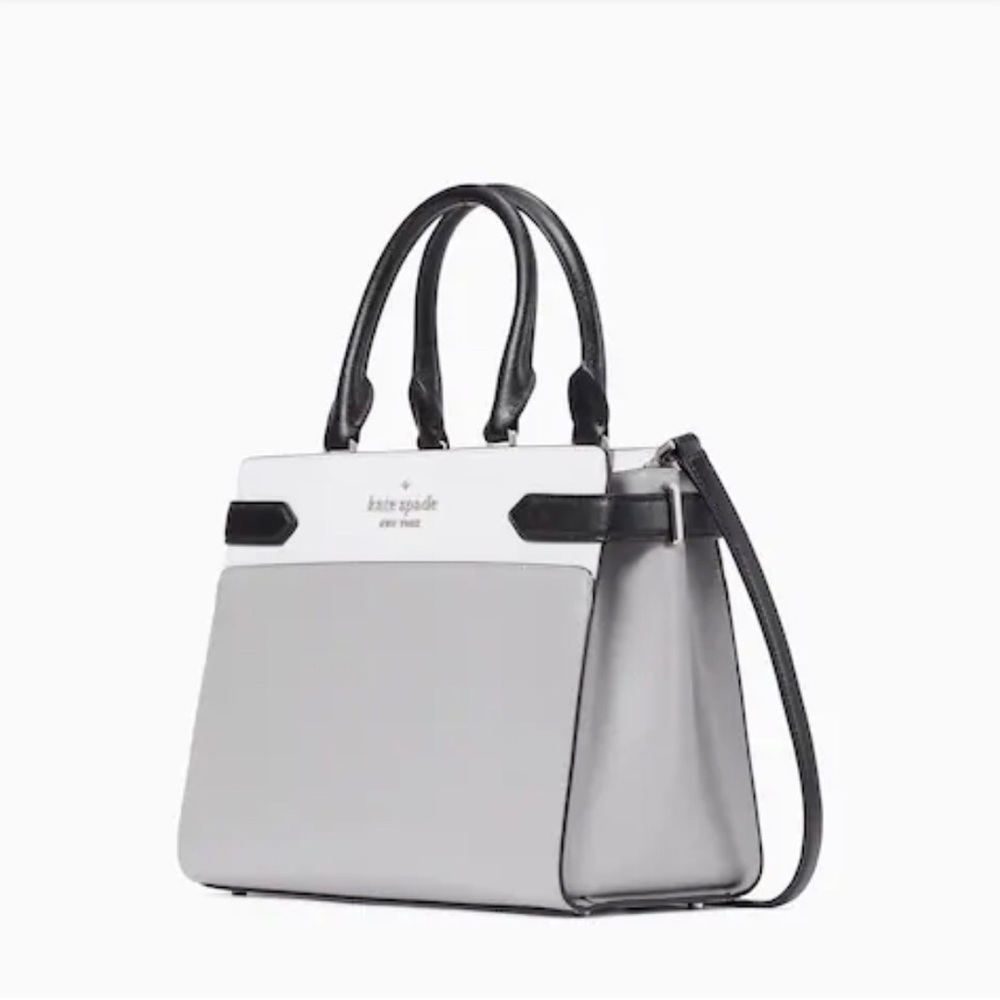 NWT ♠️ KATE SPADE handbag and matching wallet in light grey, white and black. - Picture 14 of 16